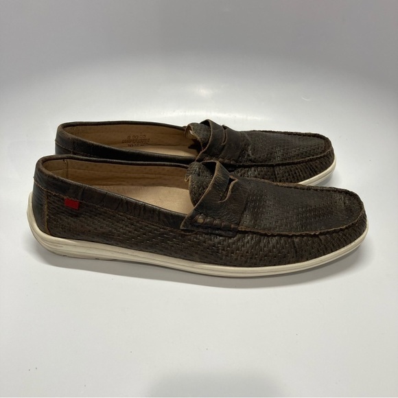 Marc Joseph brown basket weave embossed leather loafers size 10.5 - Picture 3 of 9